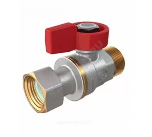 Кран шаровой латунь никель R254 Ду 15 Ру16 НР/нак. гайка флажок красный Giacomini R254PX012