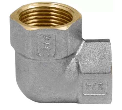 Угольник латунь никель Ду 40 (1 1/2") ВР/ВР 9001 ГОСТ 32585-2013 Aquasfera 9001-05