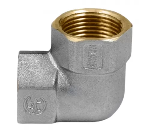 Угольник латунь никель Ду 40 (1 1/2") ВР/ВР 9001 ГОСТ 32585-2013 Aquasfera 9001-05