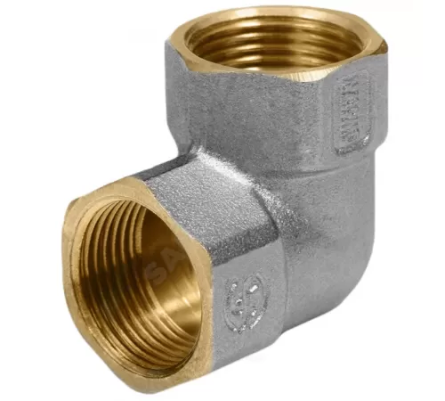 Угольник латунь никель Ду 40 (1 1/2") ВР/ВР 9001 ГОСТ 32585-2013 Aquasfera 9001-05