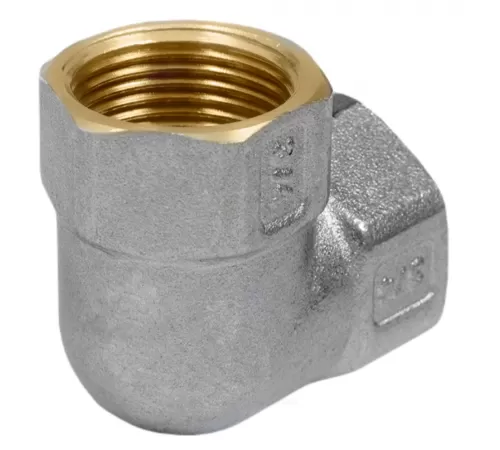 Угольник латунь никель Ду 40 (1 1/2") ВР/ВР 9001 ГОСТ 32585-2013 Aquasfera 9001-05