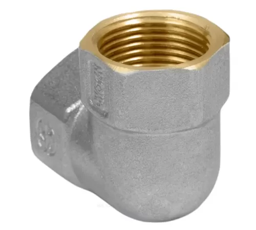 Угольник латунь никель Ду 40 (1 1/2") ВР/ВР 9001 ГОСТ 32585-2013 Aquasfera 9001-05