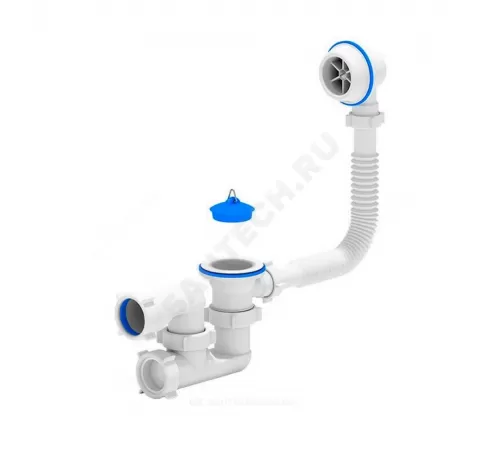 Слив-перелив для ванны регулируемый с пробкой 1 1/2"x40 выпуск с пластиковой решёткой D=70мм Варяг АНИ Пласт C6250