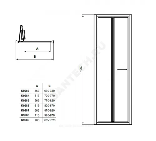 Дверь душевая CONNECT 2 Bifold door 900х1950 мм Ideal Standard K9287EO