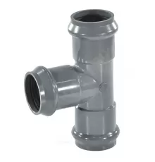 Тройник НПВХ SDR26 Дн 160х160х90гр Ру10 серый напорный раструбный под соединение с уплотнительным кольцом в/к Aquaviva AQV104160 .