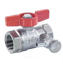 Кран шаровой латунь со спускником R251S хром Ду 15 Ру42 ВР 1/2" бабочка красная со спускником Giacomini R251SX003