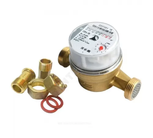 Счётчик г/в и х/в крыльчатый одноструйный Ду 15 Ру16 90С L=80мм резьба В/К СВУ-15 Метер