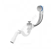 Слив-перелив для ванны трубный полуавтоматический (тросик) 1 1/2"x40 с переходной трубкой 45гр 40/50 слив клапан, пробка D=46мм АНИ Пласт EM311