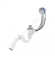 Слив-перелив для ванны трубный полуавтоматический (тросик) 1 1/2"x40 с переходной трубкой 45гр 40/50 слив клапан, пробка D=46мм АНИ Пласт EM311