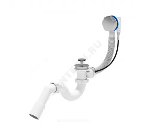 Слив-перелив для ванны трубный полуавтоматический (тросик) 1 1/2"x40 с переходной трубкой 45гр 40/50 слив клапан, пробка D=46мм АНИ Пласт EM311