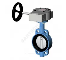 Затвор дисковый поворотный чугун VP4458-08EP Ду 150 Ру25 межфл с редуктором диск чугун манжета EPDM Tecofi VP4458-08EP0150