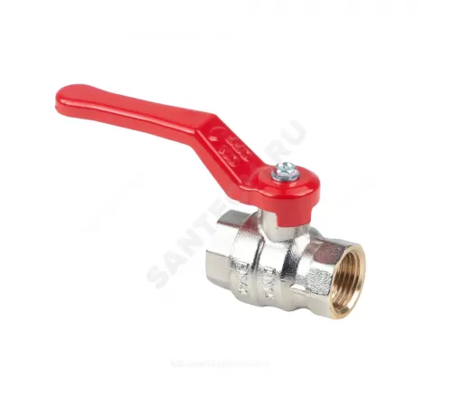 Кран шаровой латунь никель Эксперт Ду 25 Ру40 ВР полнопроходной рычаг красный Dist Н113Р