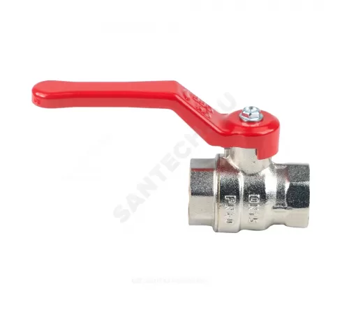 Кран шаровой латунь никель Эксперт Ду 25 Ру40 ВР полнопроходной рычаг красный Dist Н113Р