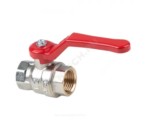 Кран шаровой латунь никель Эксперт Ду 25 Ру40 ВР полнопроходной рычаг красный Dist Н113Р