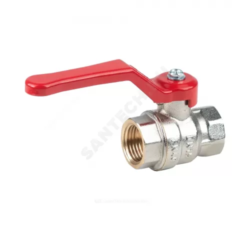 Кран шаровой латунь никель Эксперт Ду 25 Ру40 ВР полнопроходной рычаг красный Dist Н113Р