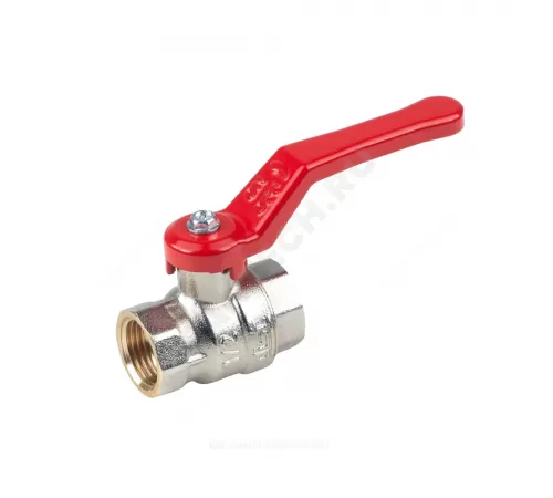Кран шаровой латунь никель Эксперт Ду 25 Ру40 ВР полнопроходной рычаг красный Dist Н113Р