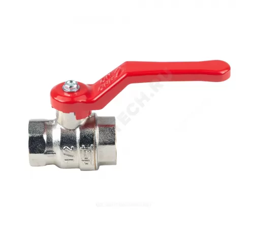 Кран шаровой латунь никель Эксперт Ду 25 Ру40 ВР полнопроходной рычаг красный Dist Н113Р