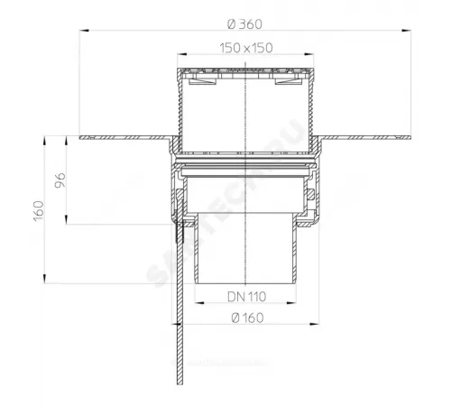 Воронка кровельная HL62.1BP с вертикальным выпуском ПВХ Дн 110 с трапом, электрообогревом, теплоизоляцией HL HL62.1BP/1