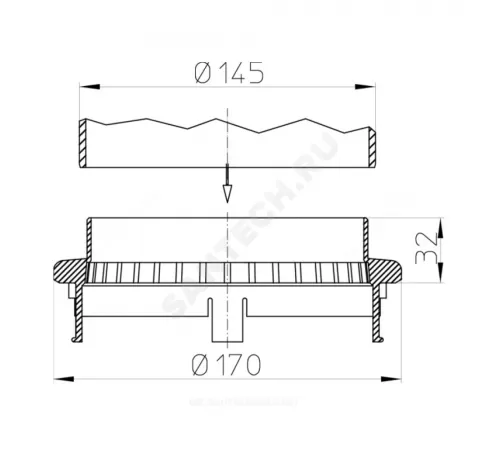 Фланец дренажный PP HL160 Дн 170 HL HL160