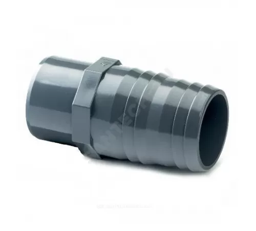 Штуцер ПВХ под шланг Дн 20 Ру16 серый напорный под клеевое соединение Aquaviva HSE0200
