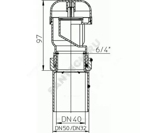 Клапан воздушный канализационный Дн 32/40/50 б/нап HL 904