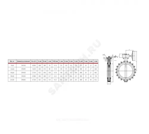 Затвор дисковый поворотный чугун R59FL Ду 600 Ру16 с резьб проушинами с редуктором диск чугун манжета EPDM Giacomini R59FLX060