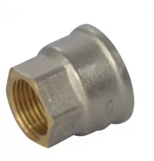 Муфта латунь никель переходная Ду 20х15 (3/4"х1/2") ВР/ВР 9019 ГОСТ 32585-2013 Aquasfera 9019-01