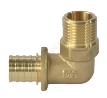 Угольник для PE-X труб аксиальный латунь Дн 16х1/2" НР РОС