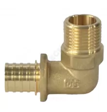 Угольник для PE-X труб аксиальный латунь Дн 16х1/2" НР РОС