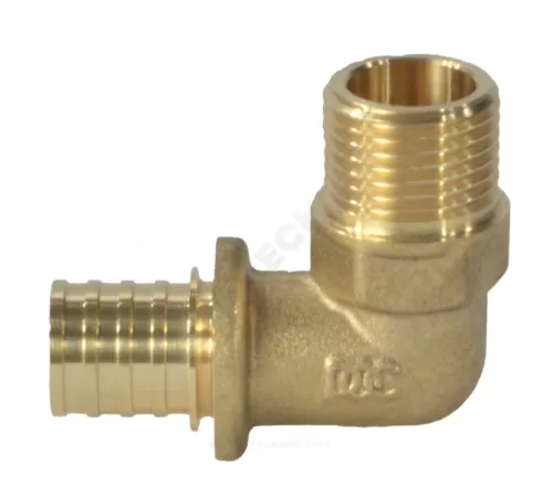 Угольник для PE-X труб аксиальный латунь Дн 16х1/2" НР РОС