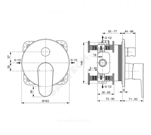 Смеситель встраиваемый для ванны с душем одноручный CERAFINE O Ideal Standard A7350XG