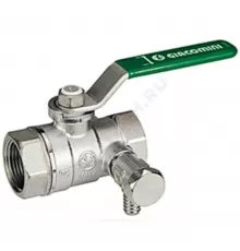 Кран шаровой латунь со спускником R250WS хром Ду 15 Ру42 ВР 1/2" рычаг зеленый со спускником Giacomini R250SX143