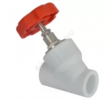 Клапан (вентиль) PP-R запорный белый Дн 32х45гр внутренняя пайка VALFEX 10174032
