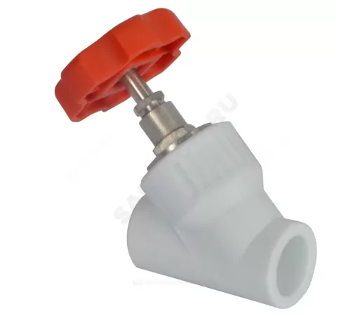 Клапан (вентиль) PP-R запорный белый Дн 32х45гр внутренняя пайка VALFEX 10174032