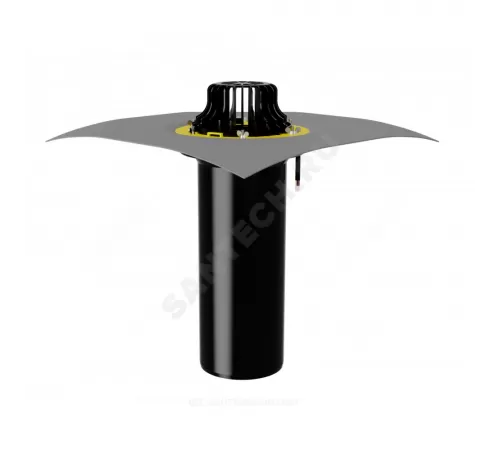 Воронка кровельная VMO/P с вертикальным выпуском PP Дн 160 с листвоуловителем, ПВХ полотном, электрообогревом Fachmann 01.160