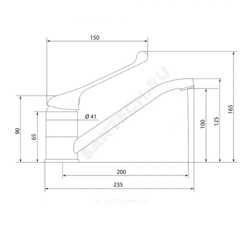 Смеситель для кухонной мойки хирургический локтевой одноручный Хирург Х-серия Славен СЛ-ОД-Х21