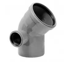 Отвод PP-H с выходом левый серый Дн 110х50х45гр б/нап в/к VALFEX 23111150