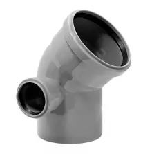 Отвод PP-H с выходом левый серый Дн 110х50х45гр б/нап в/к VALFEX 23111150