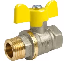 Кран шаровой латунь никель газ 11Б27фтМ Ду 25 Ру40 ВР/НР полнопроходной бабочка VALFEX VF.278.NB3.100