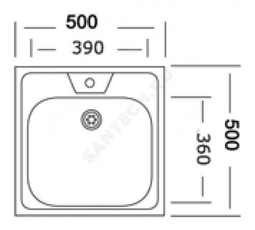Мойка накладная 500х500х150мм сталь нержавеющая AISI 201 без сифона выпуск 1 1/2" Владикс V-206