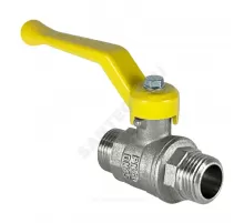 Кран шаровой латунь никель газ 11Б27фтМ Ду 20 Ру40 НР рычаг желтый VALFEX VF.270.NR3.034.N/P59