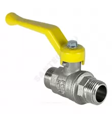Кран шаровой латунь никель газ 11Б27фтМ Ду 15 Ру40 НР рычаг желтый VALFEX VF.270.NR3.012.N/P59
