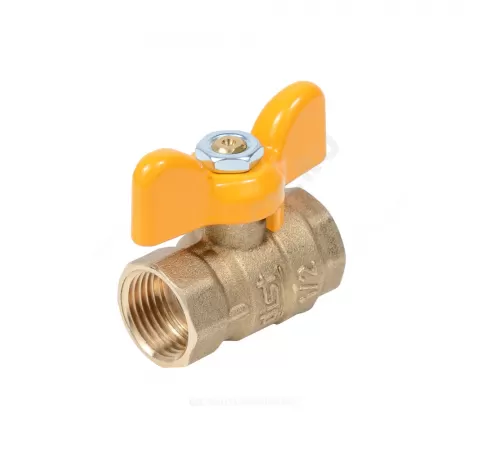 Кран шаровой латунь газ Стандарт Ду 20 Ру40 ВР полнопроходной бабочка Dist 412Б