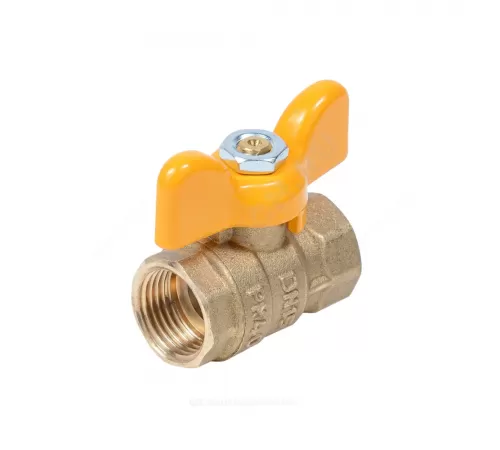 Кран шаровой латунь газ Стандарт Ду 20 Ру40 ВР полнопроходной бабочка Dist 412Б