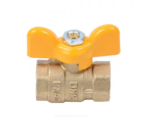 Кран шаровой латунь газ Стандарт Ду 20 Ру40 ВР полнопроходной бабочка Dist 412Б