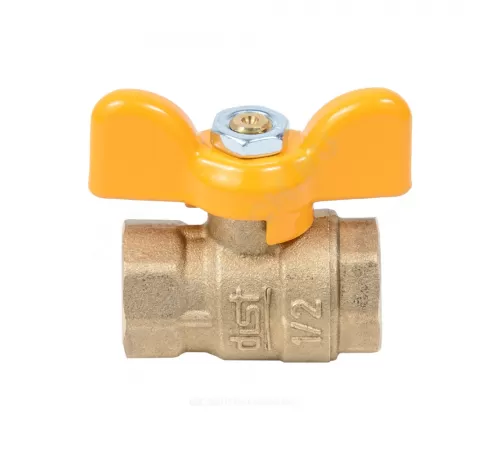 Кран шаровой латунь газ Стандарт Ду 20 Ру40 ВР полнопроходной бабочка Dist 412Б