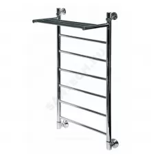 Полотенцесушитель водяной нерж сталь Лесенка Ду 25 (1") НР с полочкой 400х400мм 2П нижнее подключение в/к соединитель (1"х3/4") Классик Элит-Металл В-37-01