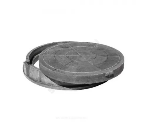 Люк полимер (средний) серый/черный круглый 760х630 h=110мм 125кН Сантехкомплект