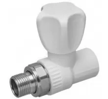 Клапан (вентиль) PP-R запорный белый Дн 25х3/4" Ру25 НР прямой для радиатора RTP (РосТурПласт) 10535