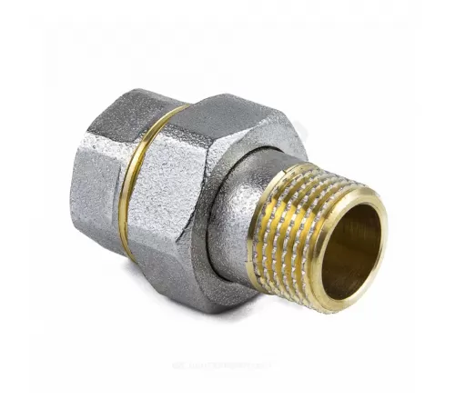 Соединитель латунь никель американка Ду 20 (3/4") прямой ВР/НР 9013 ГОСТ 32585-2013 Aquasfera 9013-02